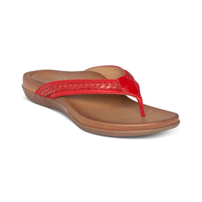 Aetrex Emmy Braided String Teenslippers Dames Rood | FIH5532PX