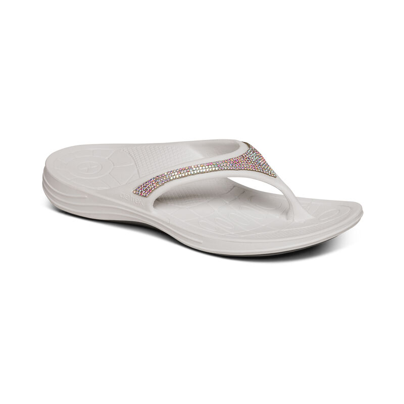 Aetrex Fiji Orthotic Teenslippers Dames Wit Gekleurd | COM1266DF