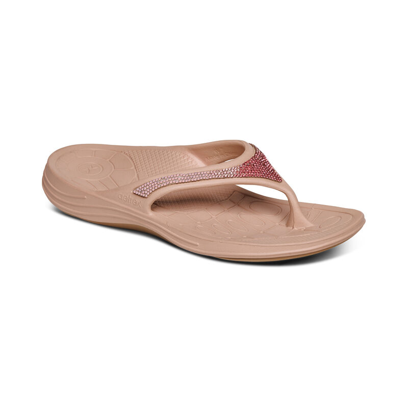 Aetrex Fiji Orthotic Teenslippers Dames Lichtroze | FAD6175MH