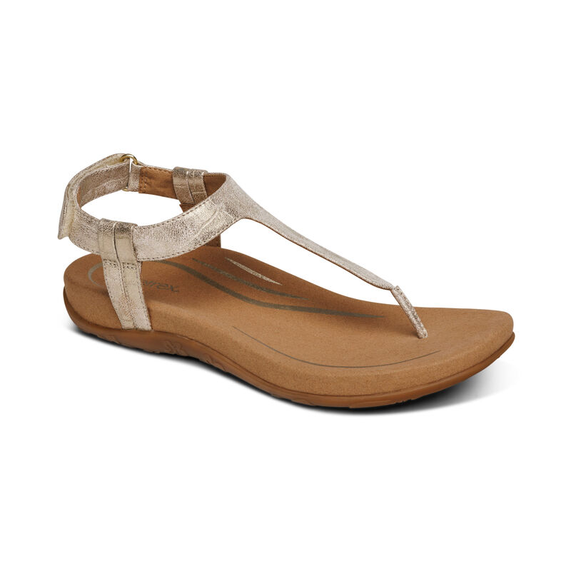 Aetrex Jane String Sandalen Dames Goud | OVJ2893SL