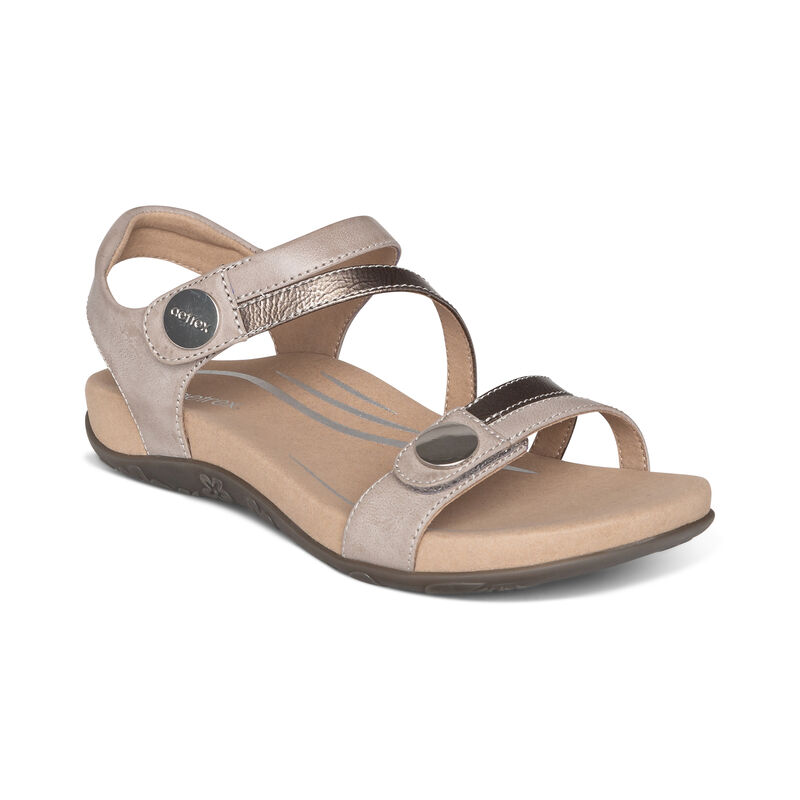 Aetrex Jess Adjustable Quarter Riemen Sandalen Dames Grijs Gekleurd | ZTY2140WH