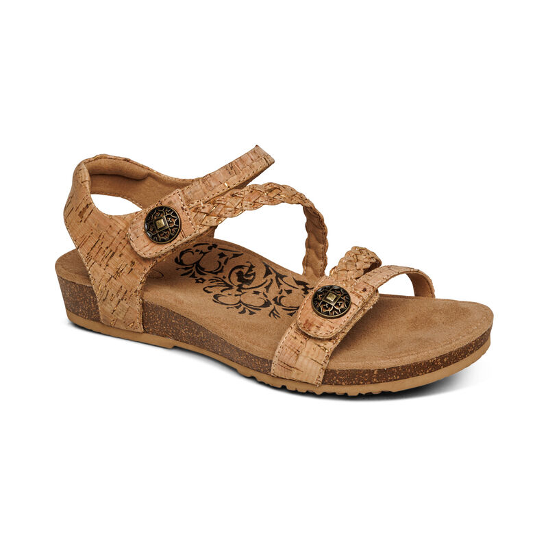 Aetrex Jillian Braided Quarter Riemen Sandalen Dames Bruin | YAS4542PU