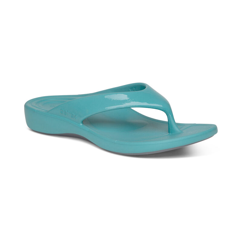 Aetrex Maui Orthotic Teenslippers Dames Lichtturquoise | XCV1568CY