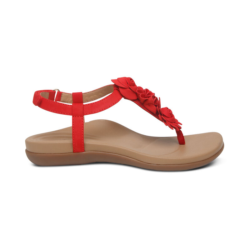 Aetrex Charli String Sandalen Dames Rood | SOK7634YF