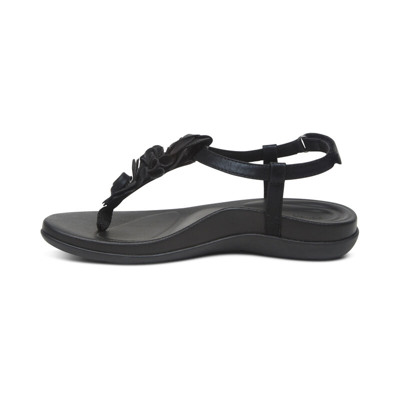 Aetrex Charli String Sandalen Dames Zwart | LVA6525AQ