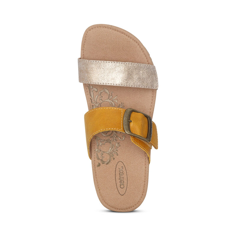 Aetrex Daisy Adjustable Badslippers Dames Geel Goud | ROW4899WG