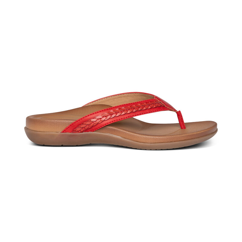 Aetrex Emmy Braided String Teenslippers Dames Rood | FIH5532PX