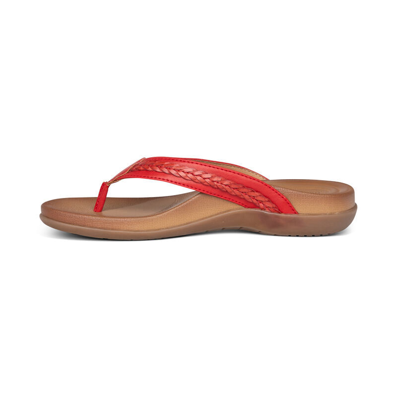 Aetrex Emmy Braided String Teenslippers Dames Rood | FIH5532PX