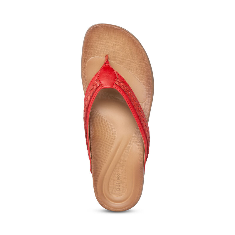 Aetrex Emmy Braided String Teenslippers Dames Rood | FIH5532PX