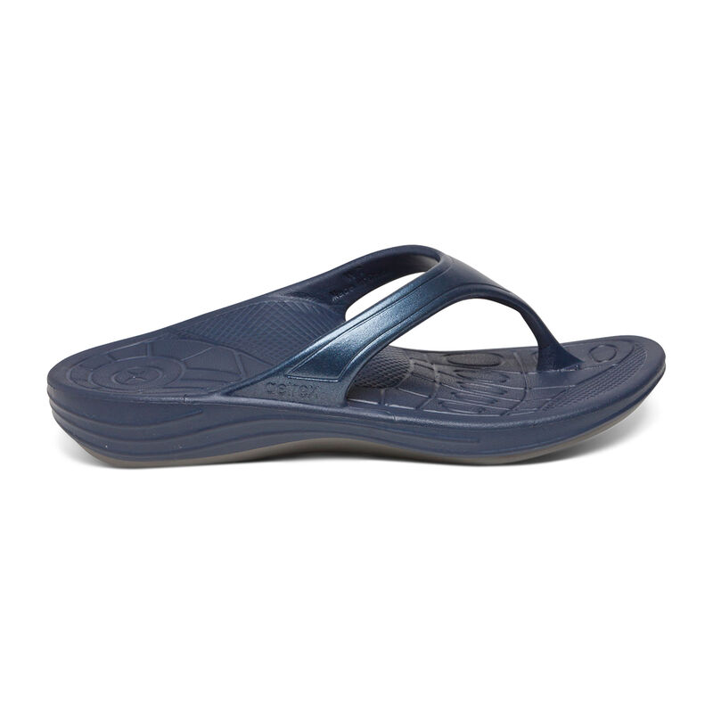 Aetrex Fiji Orthotic Teenslippers Dames Donkerblauw | FOE4463ZS