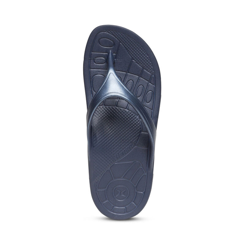 Aetrex Fiji Orthotic Teenslippers Dames Donkerblauw | FOE4463ZS