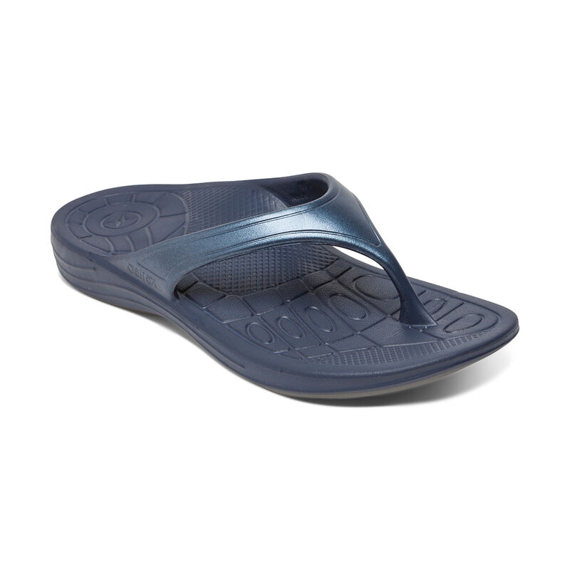 Aetrex Fiji Orthotic Teenslippers Dames Donkerblauw | FOE4463ZS