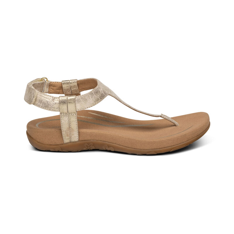 Aetrex Jane String Sandalen Dames Goud | OVJ2893SL