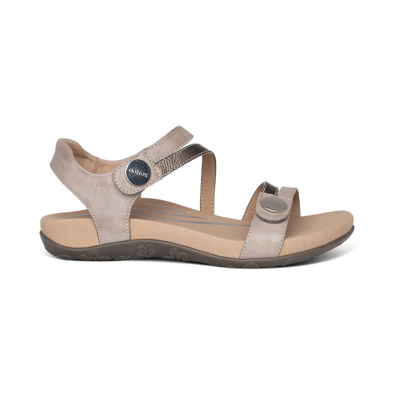 Aetrex Jess Adjustable Quarter Riemen Sandalen Dames Grijs Gekleurd | ZTY2140WH