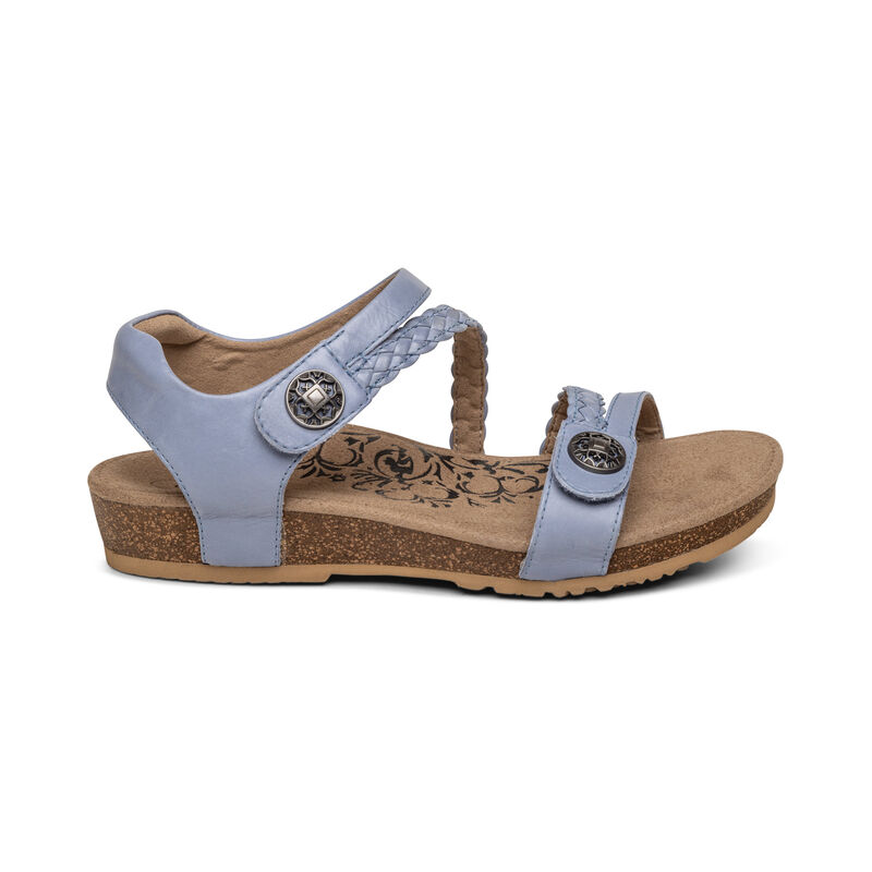 Aetrex Jillian Braided Quarter Riemen Sandalen Dames Blauw | IIX2493OZ