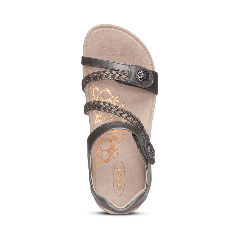 Aetrex Jillian Braided Quarter Riemen Sandalen Dames Zilver | OFB5818KU