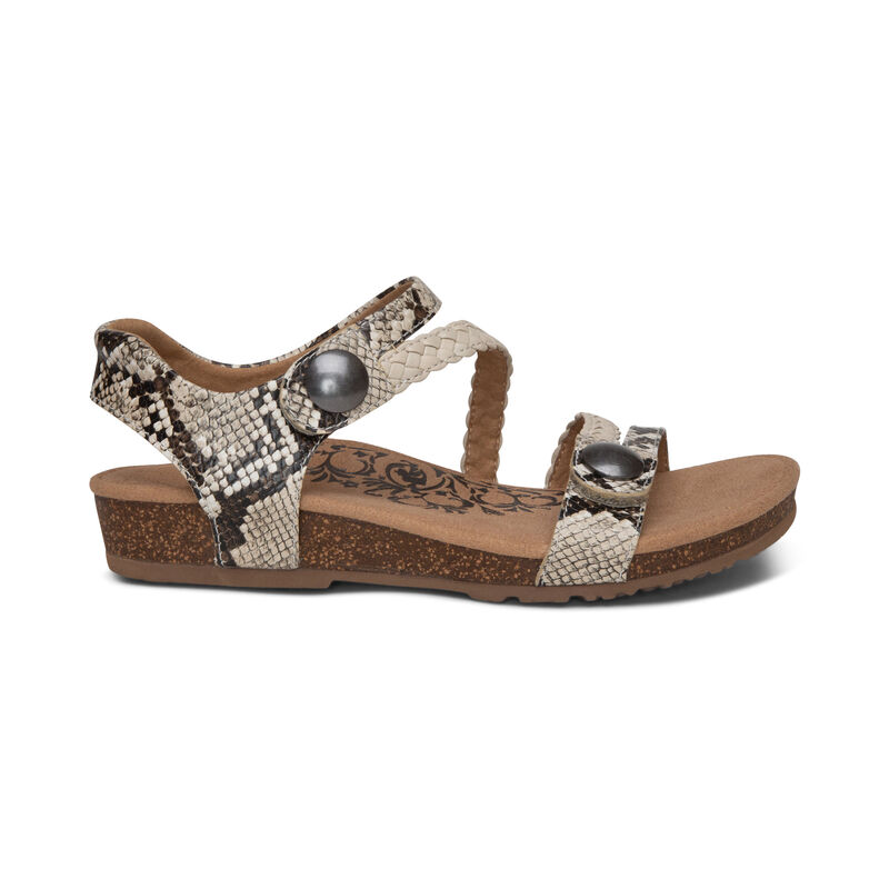 Aetrex Jillian Braided Quarter Riemen Sandalen Dames Wit Gekleurd | QVR9652GE