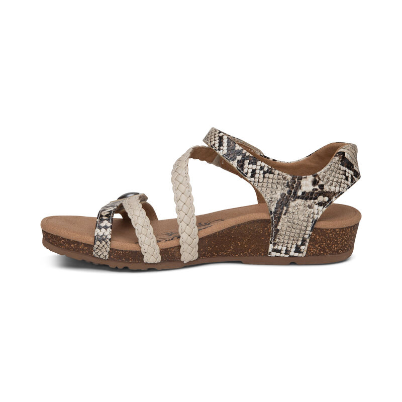 Aetrex Jillian Braided Quarter Riemen Sandalen Dames Wit Gekleurd | QVR9652GE