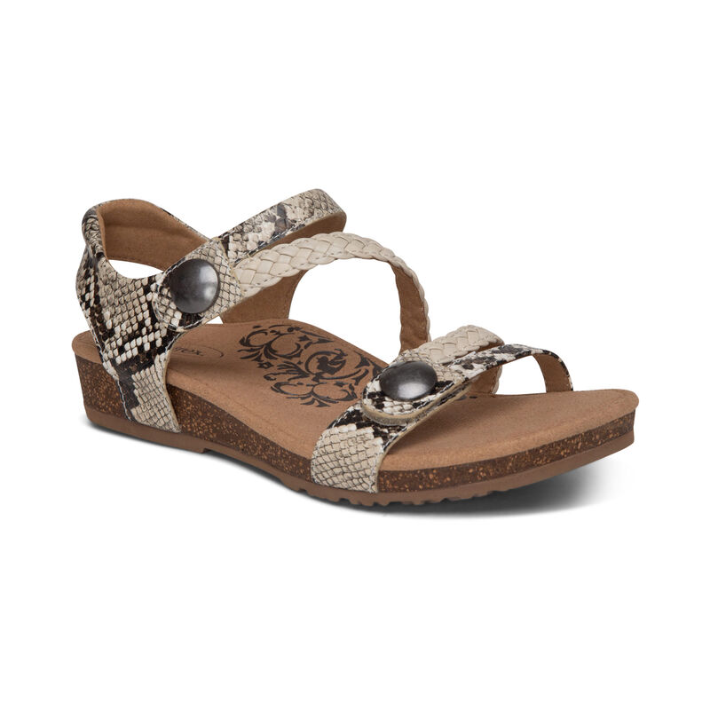 Aetrex Jillian Braided Quarter Riemen Sandalen Dames Wit Gekleurd | QVR9652GE