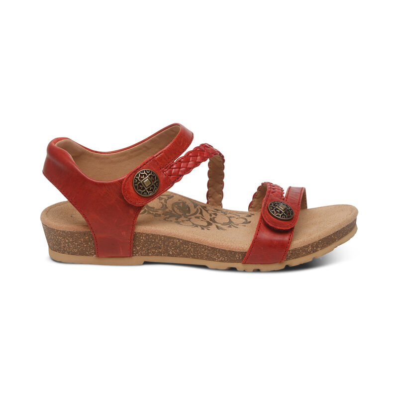 Aetrex Jillian Braided Quarter Riemen Sandalen Dames Rood | ZQQ5411WY