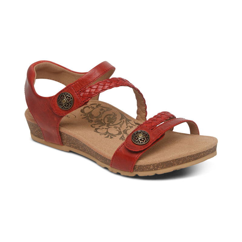 Aetrex Jillian Braided Quarter Riemen Sandalen Dames Rood | ZQQ5411WY