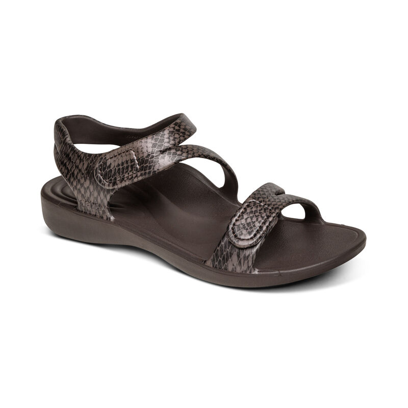 Aetrex Jillian Sport Water-Friendly Sandalen Dames Donkerbruin | OYZ2759MF