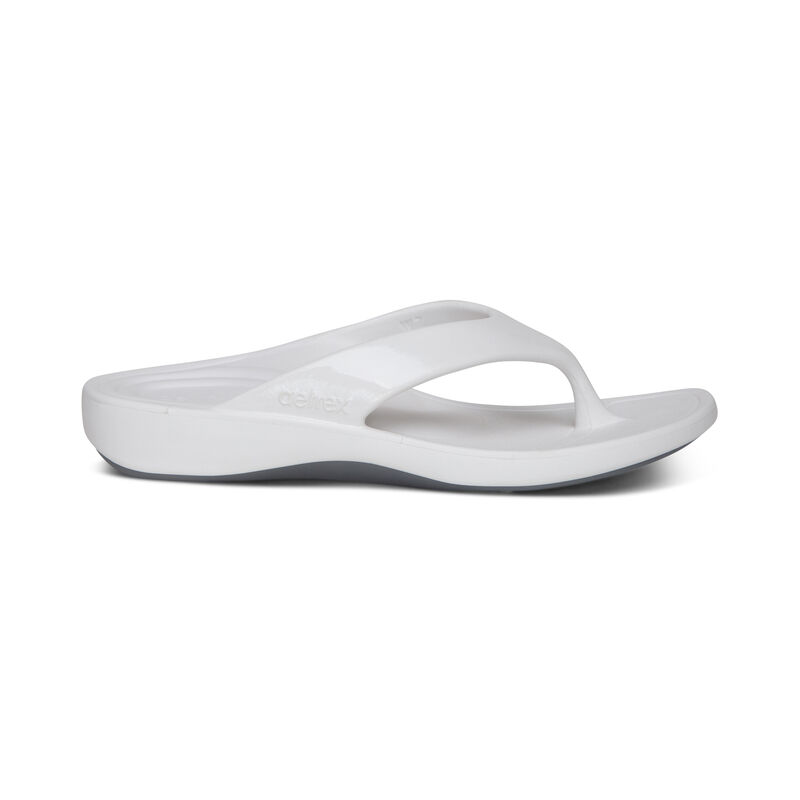 Aetrex Maui Orthotic Teenslippers Dames Wit | AWL1484NT