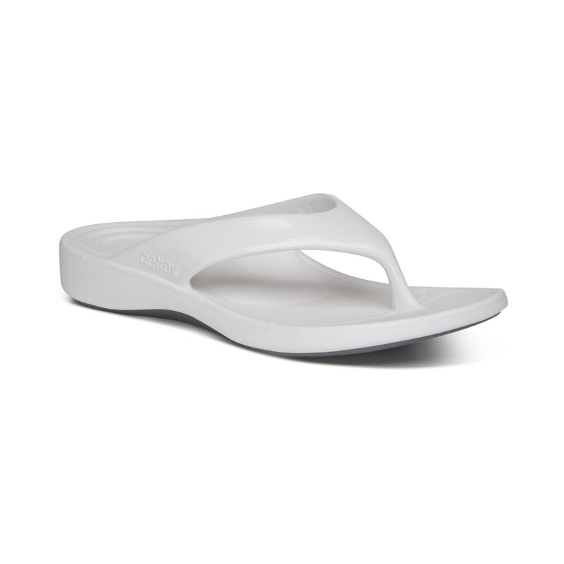 Aetrex Maui Orthotic Teenslippers Dames Wit | AWL1484NT