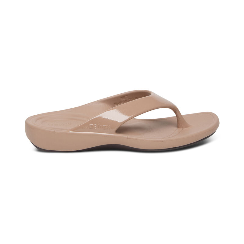 Aetrex Maui Orthotic Teenslippers Dames Beige | KYC5362UU