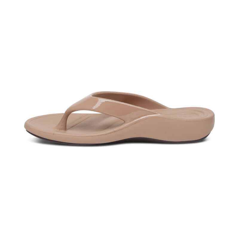 Aetrex Maui Orthotic Teenslippers Dames Beige | KYC5362UU