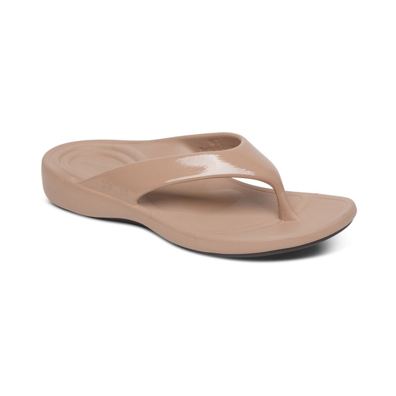 Aetrex Maui Orthotic Teenslippers Dames Beige | KYC5362UU