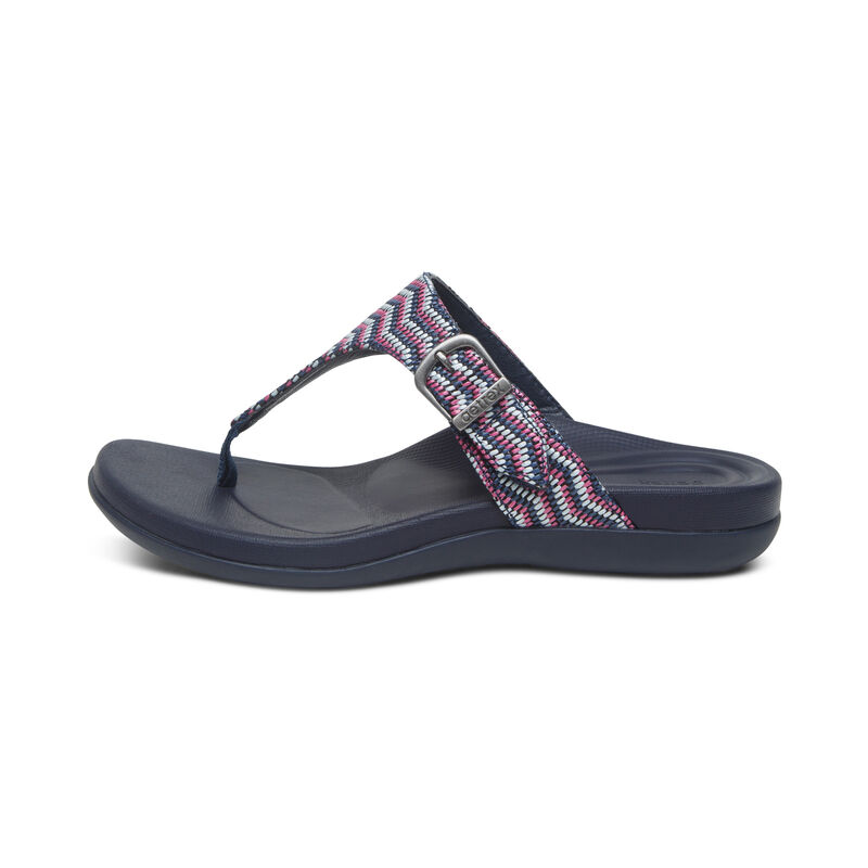 Aetrex Rita Adjustable String Teenslippers Dames Donkerblauw | MLX9677CO