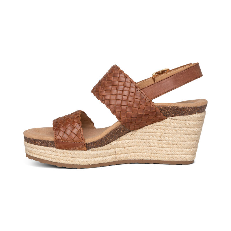 Aetrex Summer Woven Quarter Riemen Sleehak Sandalen Dames Donkerbruin | ATJ5583GG